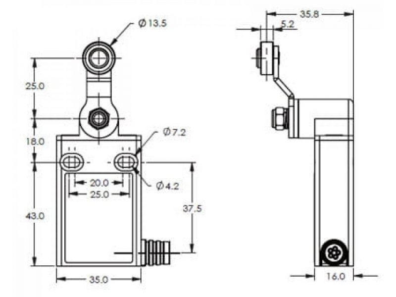 Limit switch, roller lever 1NO + 1NC